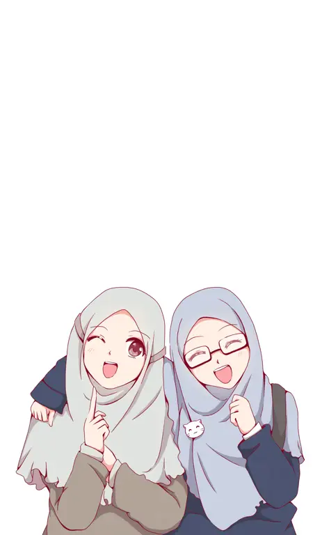 Gambar karakter anime wanita berhijab yang kuat dan tangguh