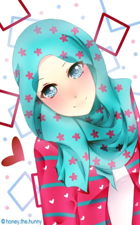 Gambar anime wanita berhijab dengan pedang