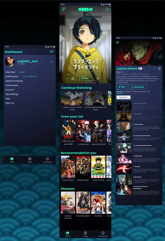 Gambar antarmuka situs streaming anime