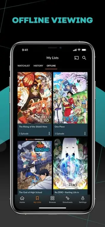 Antarmuka aplikasi streaming anime