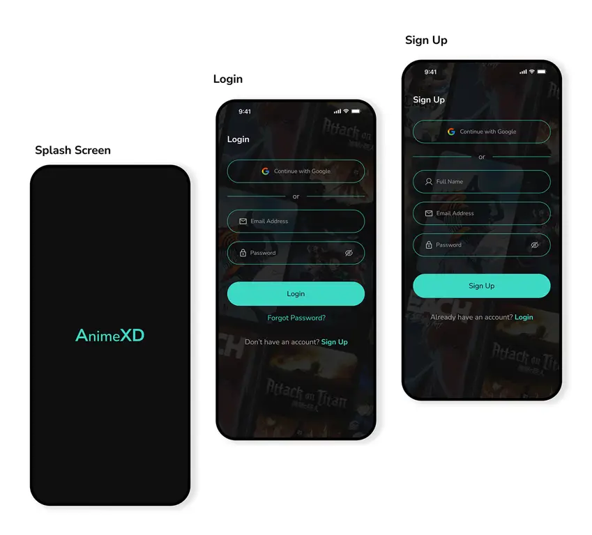 Antarmuka aplikasi streaming anime Antarmuka aplikasi streaming anime