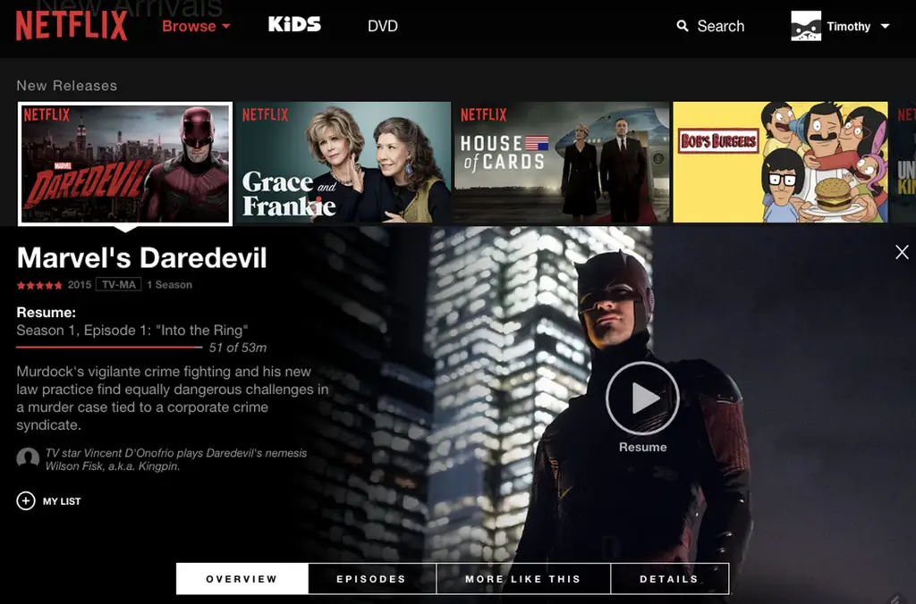 Antarmuka Genflix yang mudah digunakan