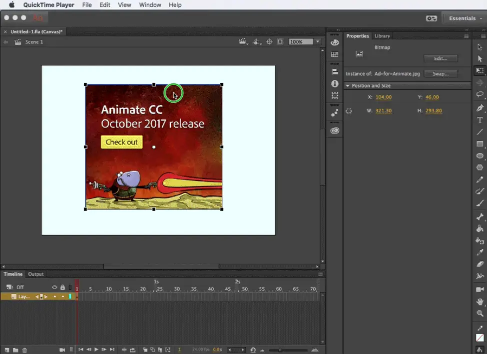 Antarmuka Adobe Animate CC 2018