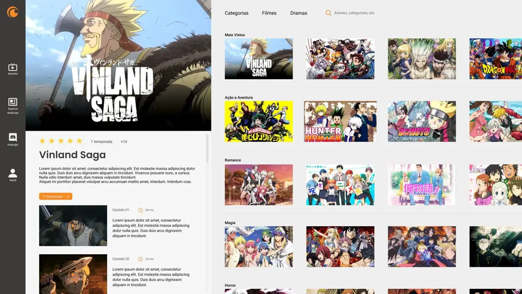 Antarmuka Crunchyroll yang mudah digunakan