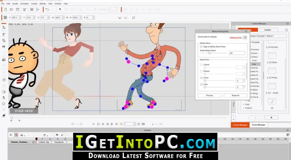 Antarmuka pengguna Reallusion Cartoon Animator 4 yang intuitif dan mudah digunakan.