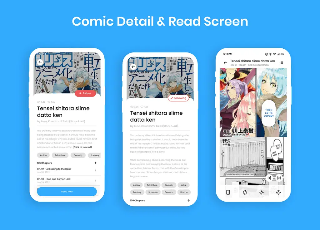 Antarmuka situs manga yang nyaman Antarmuka pembaca manga yang modern dan mudah digunakan
