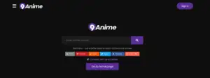 Tangkapan layar situs web 9anime