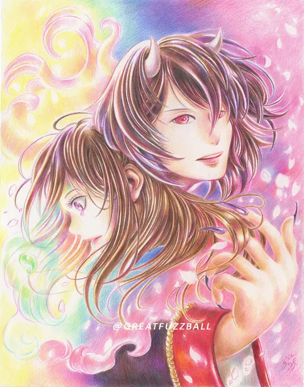 Aoi dan Odanna dari anime Kakuriyo no Yadomeshi