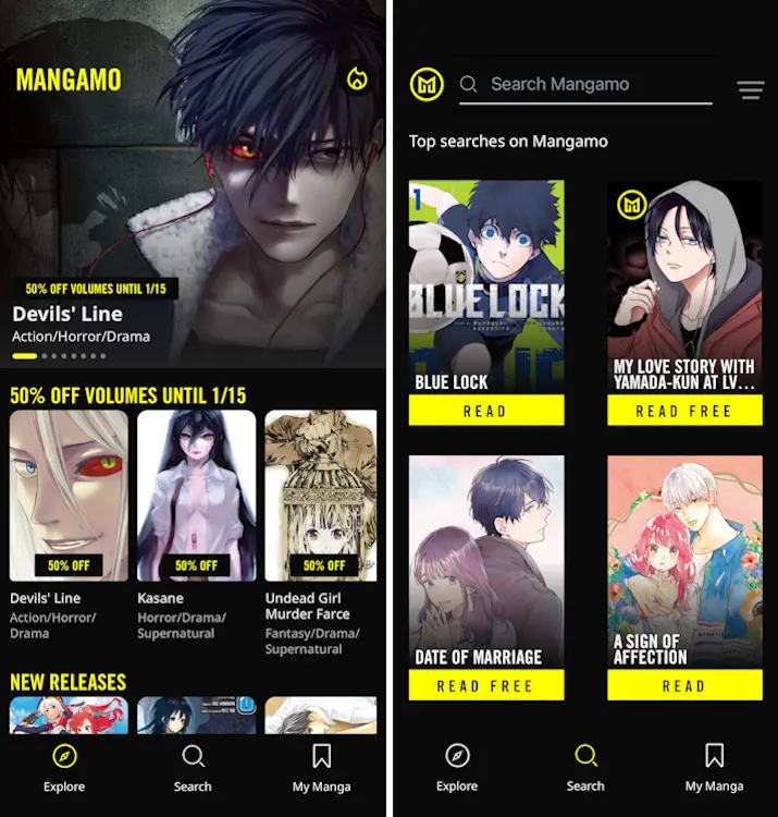 Gambar aplikasi-aplikasi manga legal di smartphone