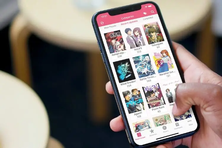 Antarmuka aplikasi baca manga yang bagus