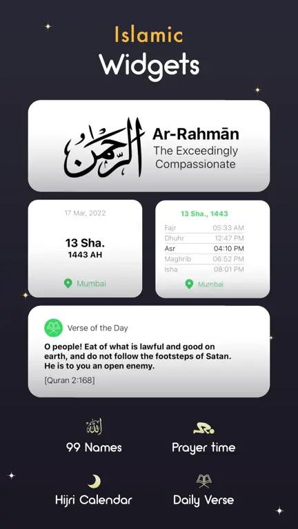 Gambar aplikasi jadwal sholat di smartphone