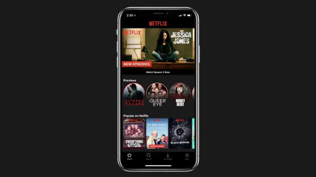 Antarmuka aplikasi Netflix