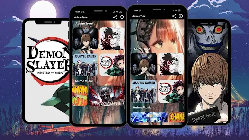 Gambar aplikasi ringtone anime di smartphone.