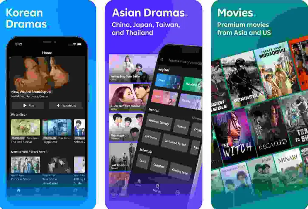 Berbagai aplikasi streaming drama Korea di smartphone.