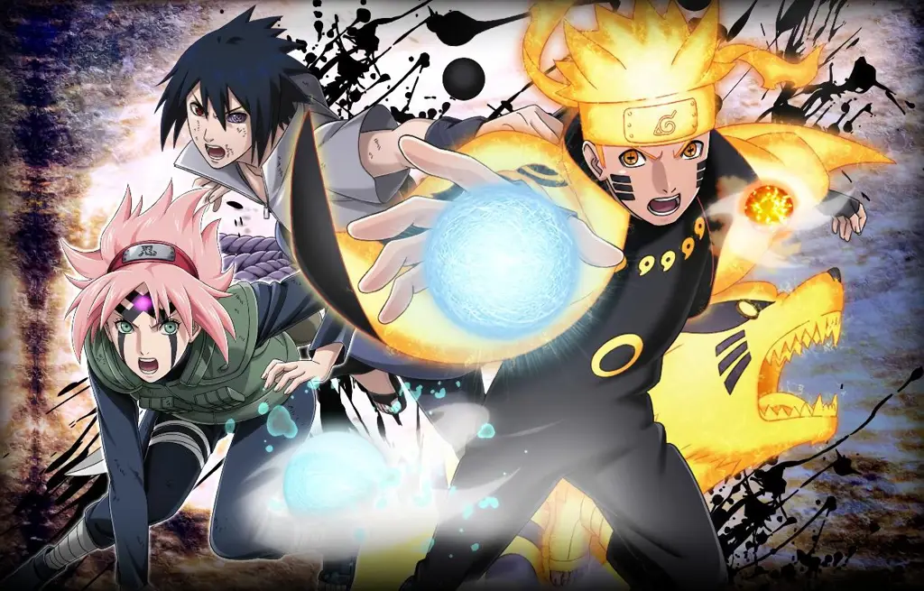 Gambar yang menampilkan beberapa arc cerita utama dalam Naruto Shippuden