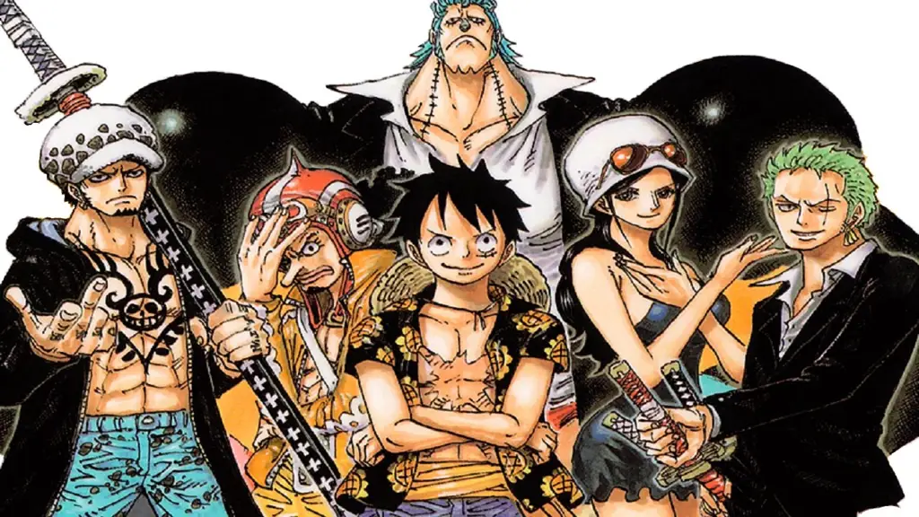 Arc Dressrosa dalam One Piece, menampilkan pertarungan antara Luffy dan Doflamingo.