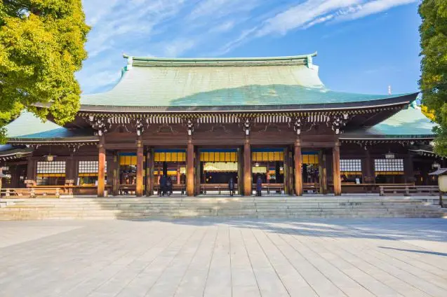 Detail arsitektur bangunan di Meiji Jingu