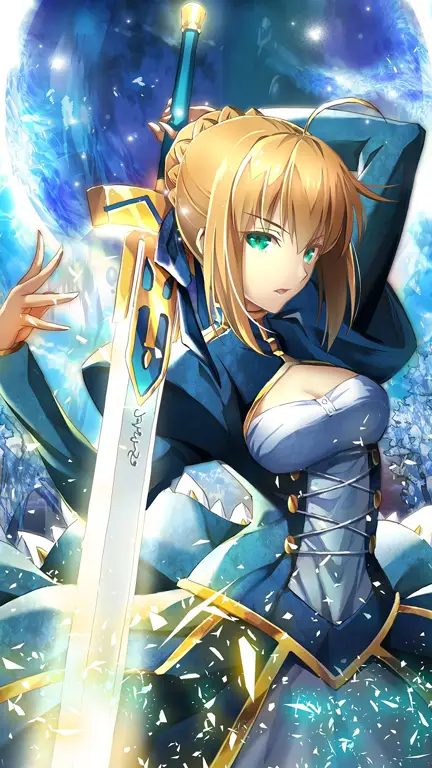 Gambar Artoria Pendragon sebagai Saber di Fate/Stay Night