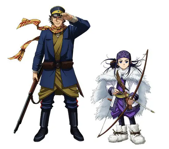 Gambar Asirpa dan Sugimoto, dua karakter utama Golden Kamui