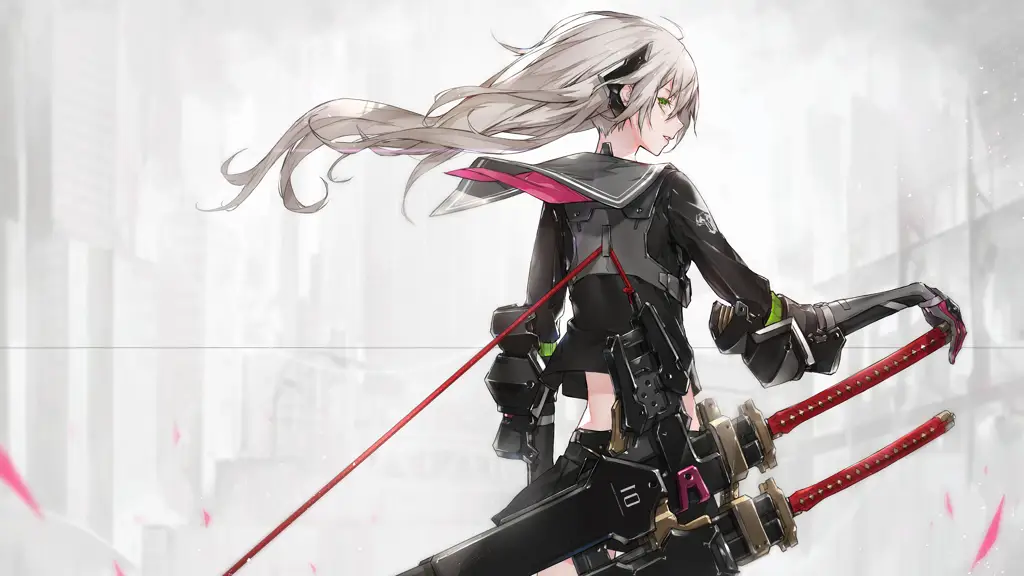 Gambar seorang assassin wanita anime dengan katana