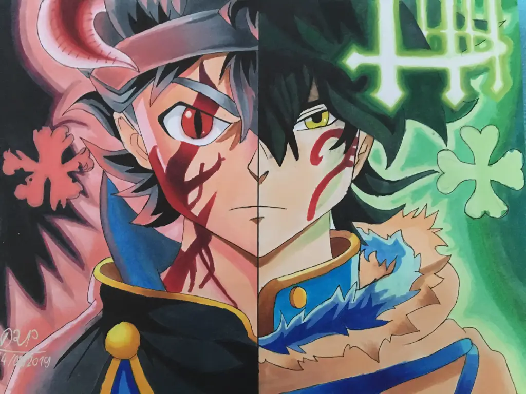 Asta dan Yuno dalam pertarungan sengit di Black Clover episode 111