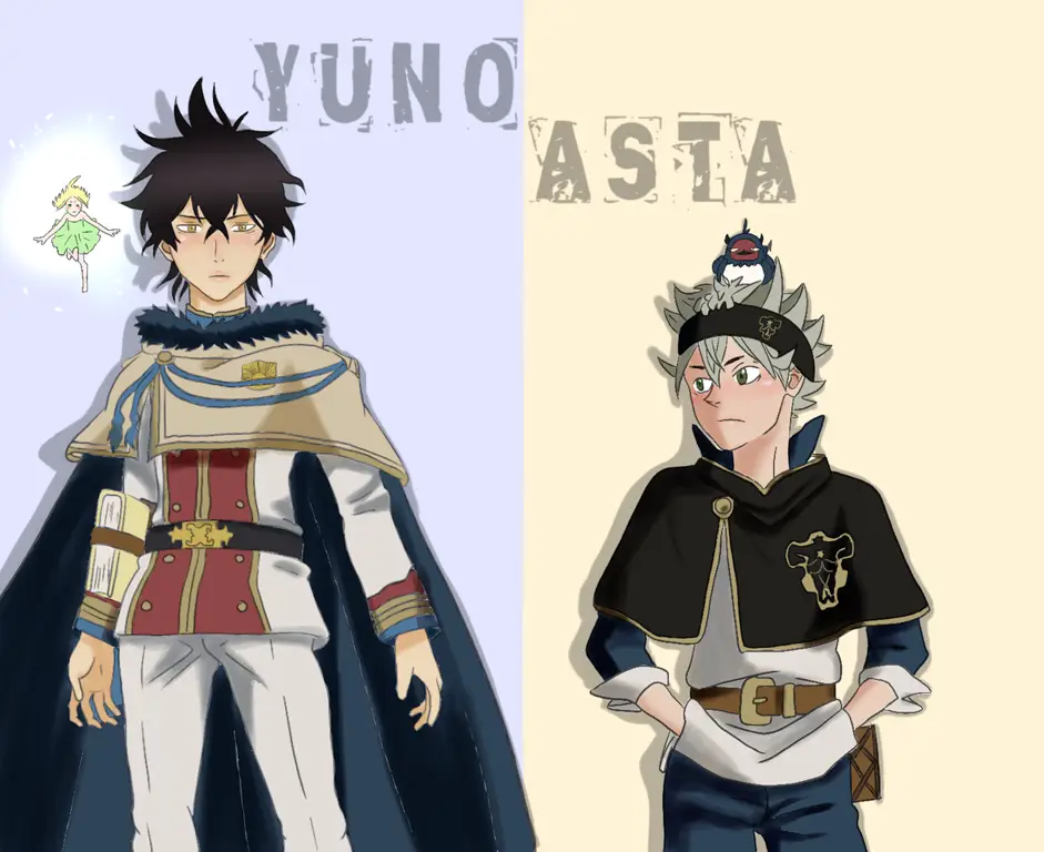 Asta dan Yuno dari Black Clover sedang berlatih