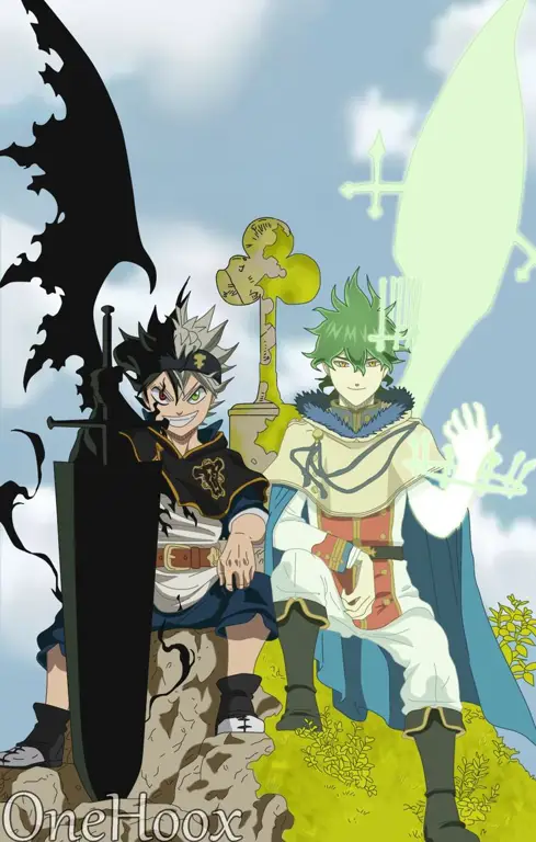 Asta dan Yuno dari Black Clover, dua rival yang juga sahabat.