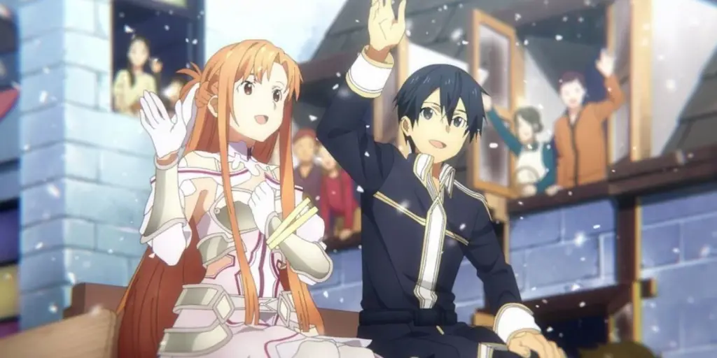 Gambar Asuna dan Kirito dalam film Sword Art Online Progressive