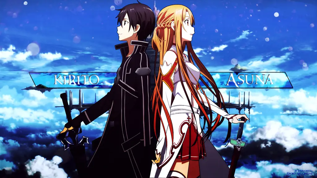 Gambar Asuna dan Kirito dalam Sword Art Online