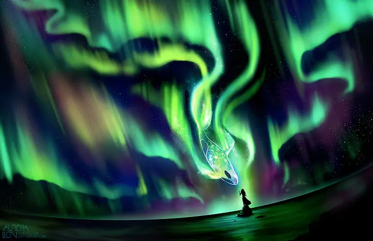 Aurora sebagai elemen magis dalam anime Adegan anime magis dengan aurora