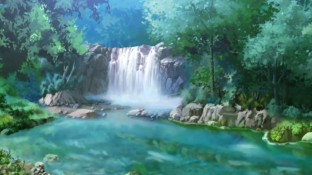 Background anime pemandangan alam dengan resolusi 4K yang sangat jernih.