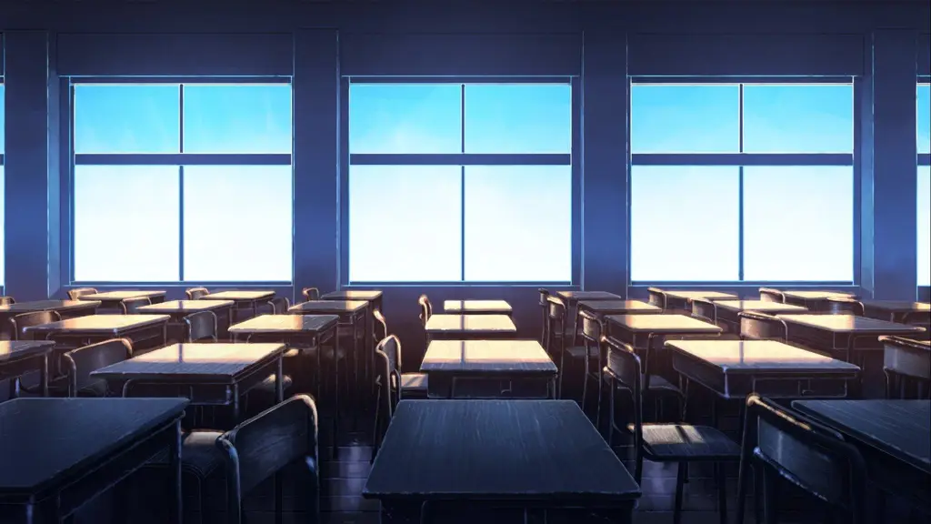 Background kelas anime bergaya minimalis modern