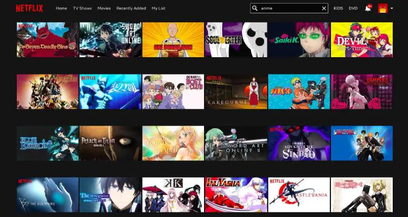 Tabel perbandingan layanan streaming anime legal