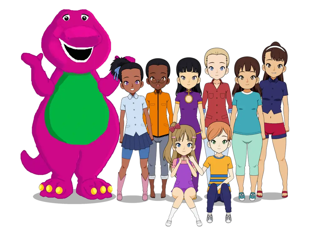 Barney dan teman-temannya dalam versi anime