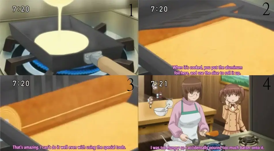 Adegan anime yang menampilkan baumkuchen