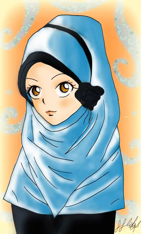 Gambar beragam karakter anime yang mengenakan hijab dengan gaya yang berbeda-beda