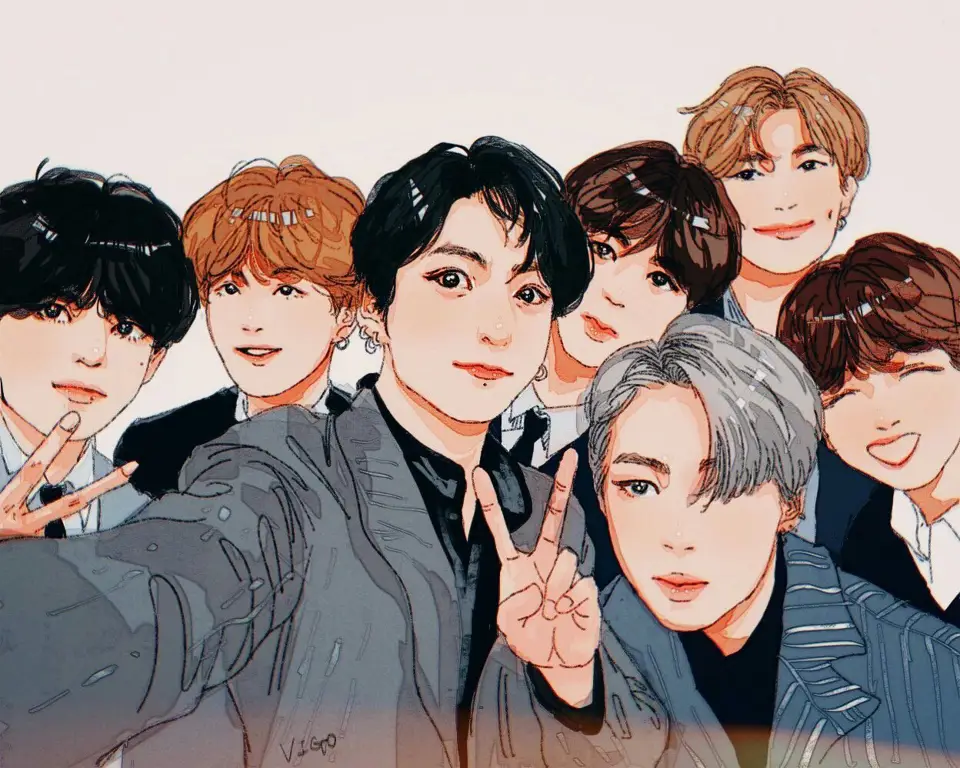 Gambar fanart BTS bergaya anime