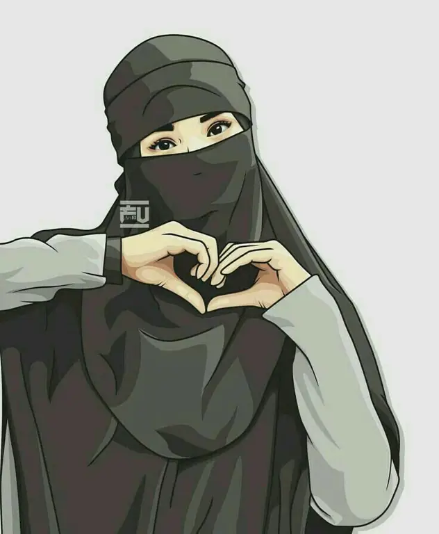 Ilustrasi anime muslimah yang cantik dan anggun