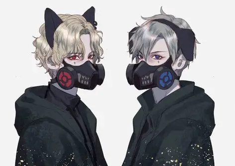 Berbagai macam gaya dan desain masker anime boy.