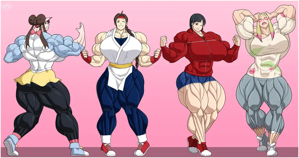 Berbagai gaya seni anime muscle girl