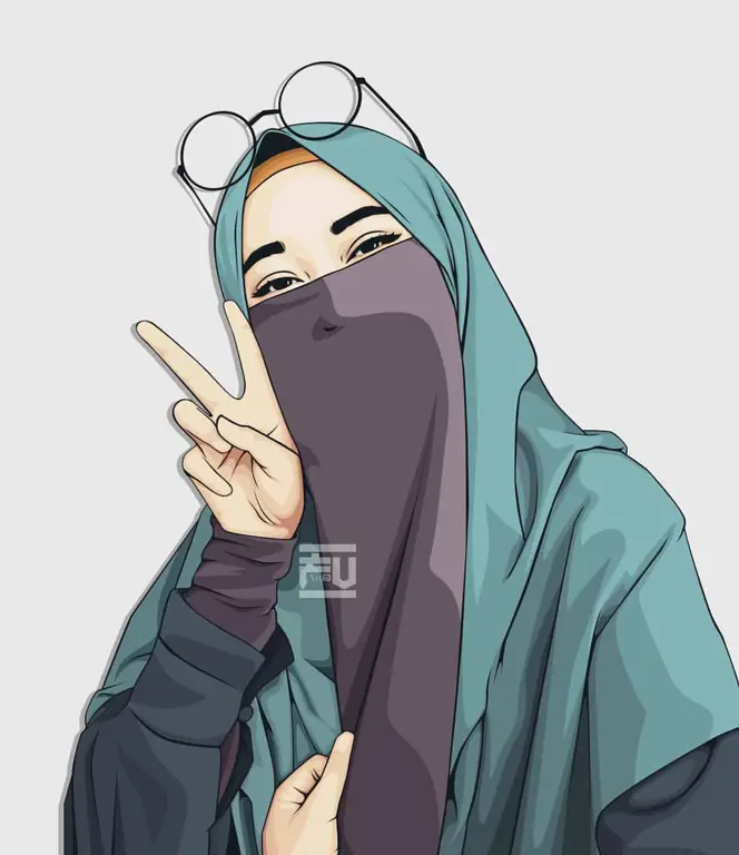 Berbagai gaya sketsa anime muslimah bercadar