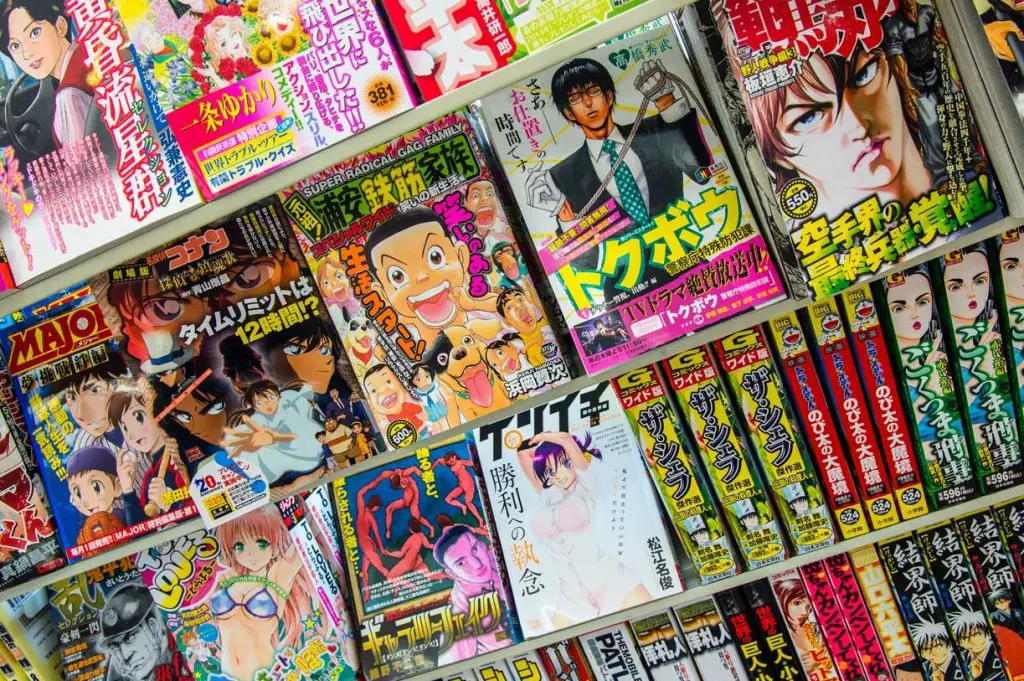 Berbagai genre manga yang populer, seperti shonen, shojo, seinen, dan josei