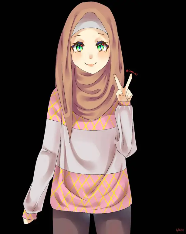 Gambar anime wanita berhijab yang imut dan menggemaskan