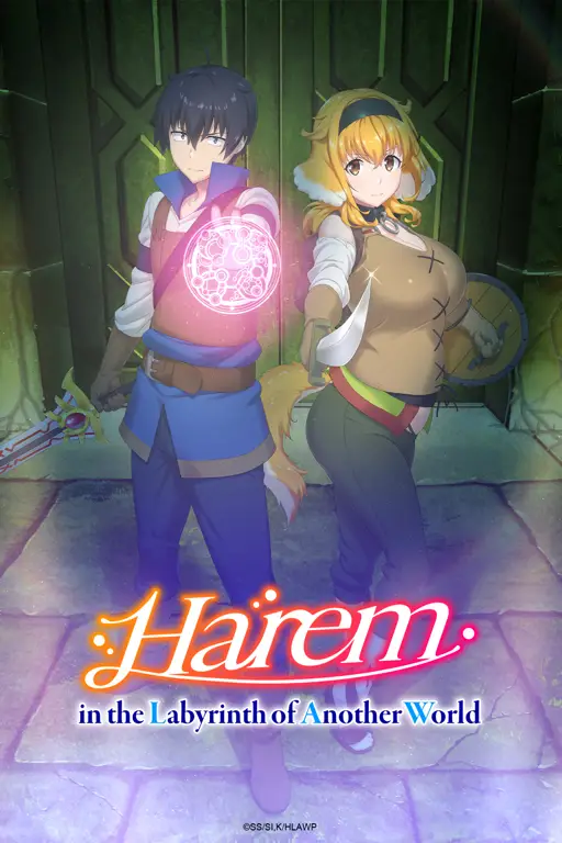 Ilustrasi karakter-karakter anime dalam cerita isekai harem