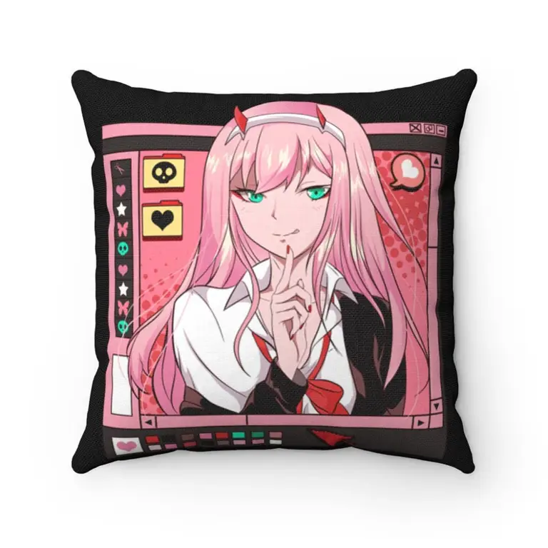 Berbagai desain bantal waifu anime dengan karakter yang berbeda