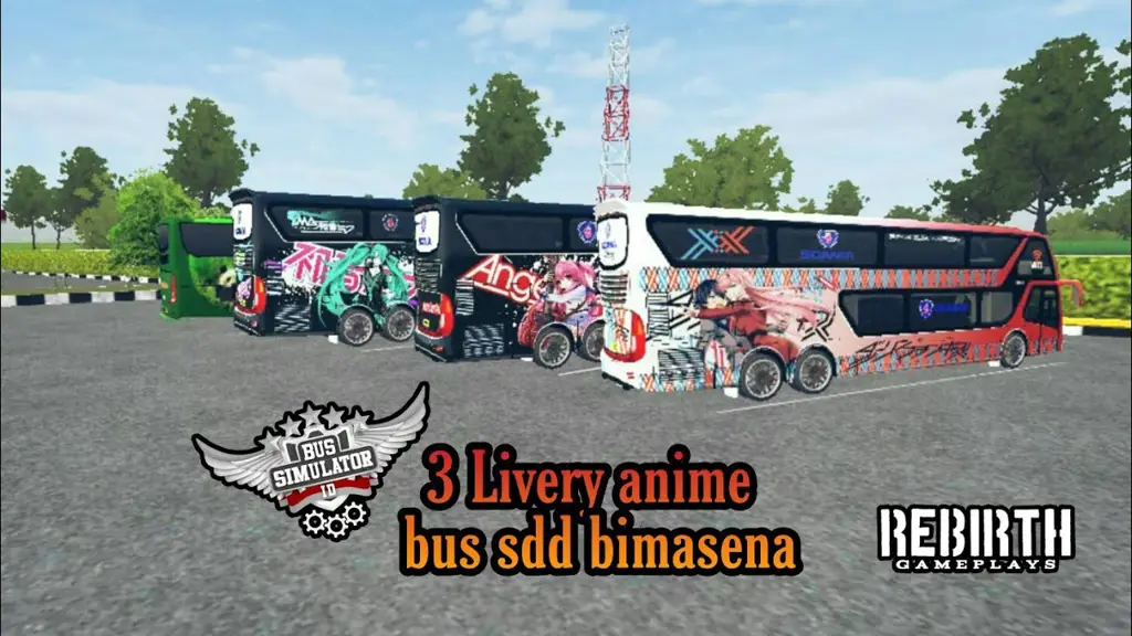 Livery Bussid HD Anime dengan karakter anime populer