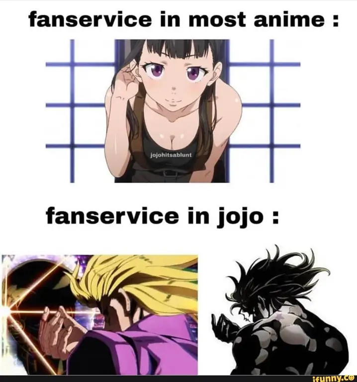 Berbagai jenis fanservice dalam anime: visual, situasional, komedi