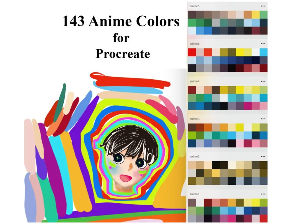 Berbagai contoh palet warna yang digunakan dalam anime Contoh palet warna anime