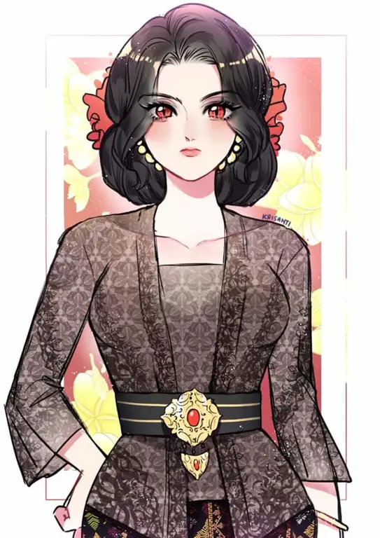 Ilustrasi berbagai desain anime kebaya