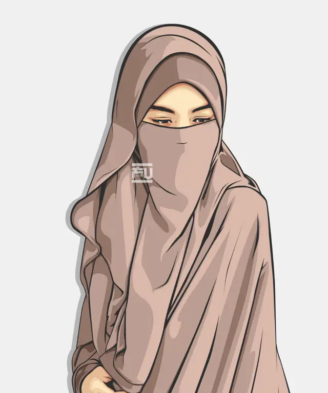 Gambar desain karakter anime dengan hijab